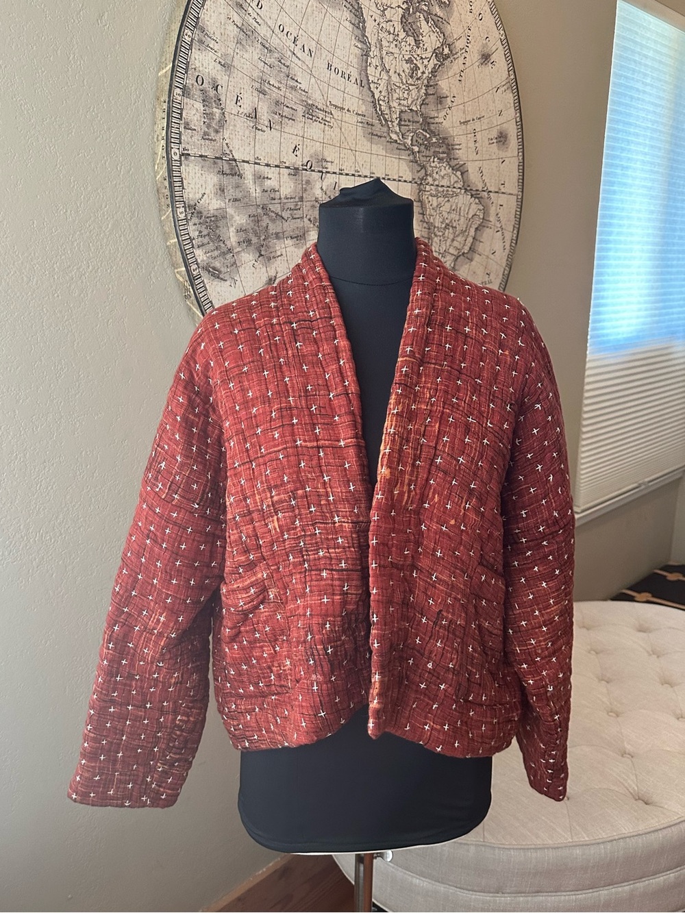 Women's Gauze Red Kimono Jacket